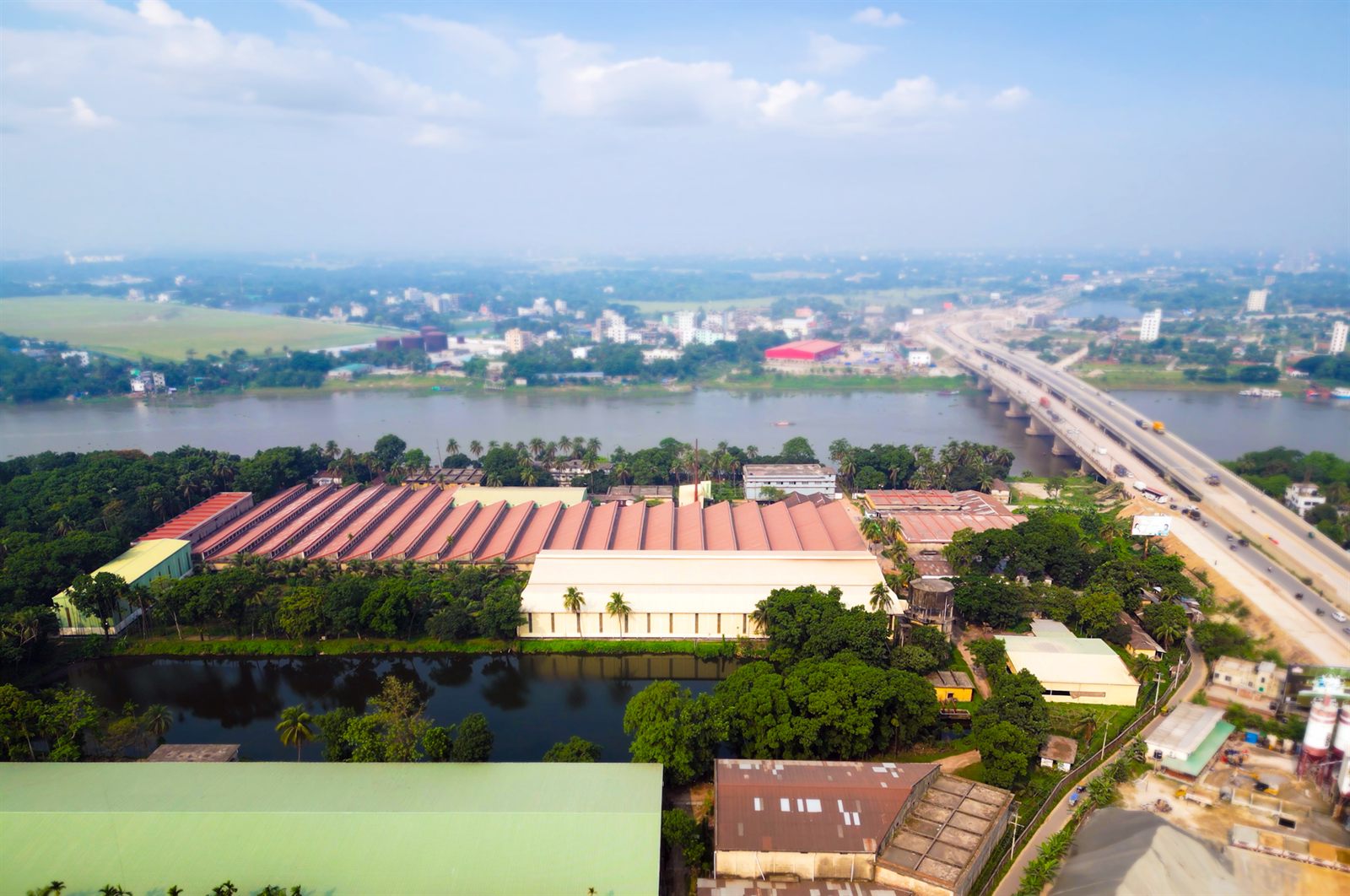 Aerial — The 40-acre boundary, with the Shitalakshya alongside